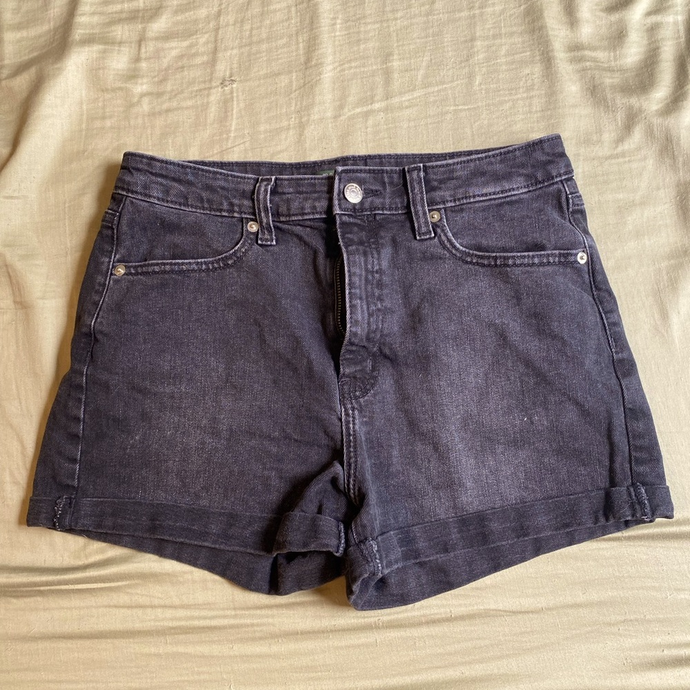 Black denim shorts